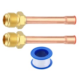 sourcing map Brass Pipe Fitting, 1/2 SAE Male Thread x 3/8" OD Flare Connector with Copper Tube for HVAC System Air Conditioner Refrigeration