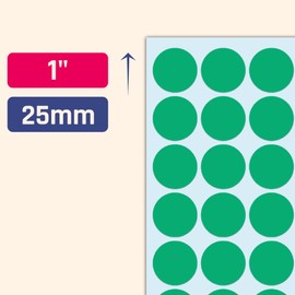 1000 Pieces, 1 inch - Green Dot Stickers, Round Circle Dots Sticky Labels