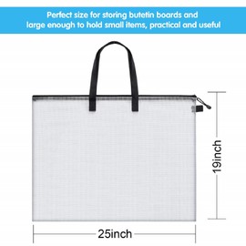 Outus Art Portfolio Case 19 x 25 Inches Posters Storage Bag Portfolio Folder with Handle and Zipper Transparent Folder Organizer for Painting Bulletin Boards End of The Year Gifts(1 Piece)
