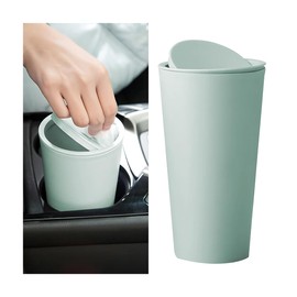 JNNJ Car Trash Bin, Car Mini Rubbish Bin with Lid, Plastic Car Universal Mini Rubbish Bin, Portable Car Rubbish Bin, Suitable for Cars, Bedrooms (Light Green)