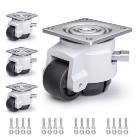 ANDUTEES Leveling Casters Heavy Duty with Upgraded Ratchet Handle Design, Adjustable Retractable Casters Set of 4, Swivel Industrial Castor Wheels for Workbench (80F, 4400 Lbs Capacity, Black)