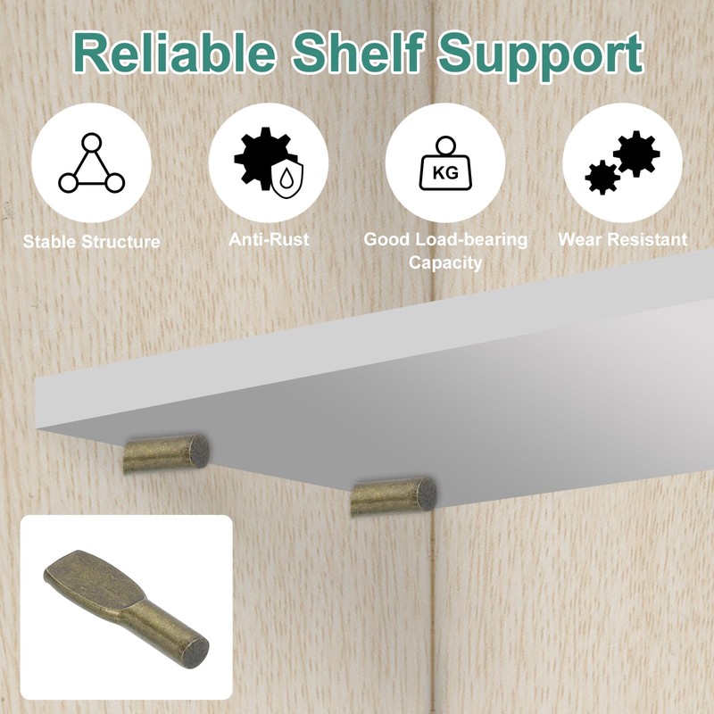 sourcing map 25Pcs Shelf Support Pegs, 6mm Spoon Shape Shelf
