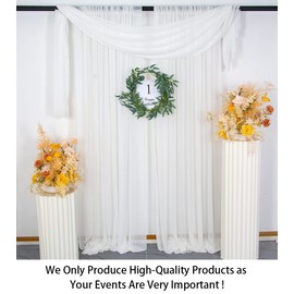 White Sheer Curtains 2 Panels 29"x84" Chiffon Curtains White Sheer Window Curtains Chiffon Curtain for Living Room 84 Inches Tulle Backdrop for Wedding Party Stage Decoration