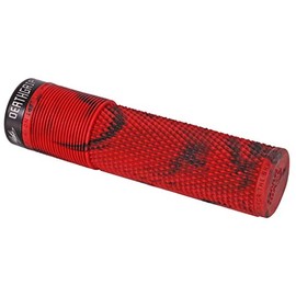 DMR Brendog DeathGrip No Flange - Mountain Bike MTB DH XC Lock On Grips Marble Red Thin