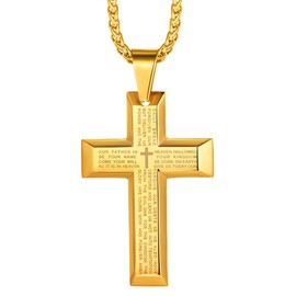 Richsteel 18k vergoldet Kreuzkette mit Vaterunser Kreuzkette Gold Kruzifix Kette für Jungen und Herren