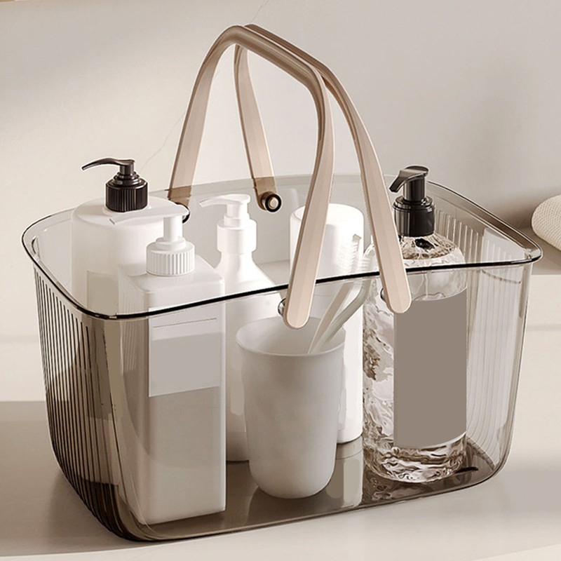 Clear Shower Storage Basket with Handle Drainage Holes Lightweight Shower