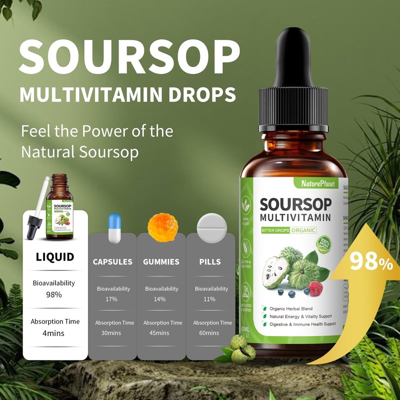 Soursop Bitters Liquid Drops with Vitamin C, D3, B6, Soursop