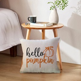 ULOVE LOVE YOURSELF Autumn Fall Throw Pillow Covers Pumpkin/Maple Leaves Farmhouse Decorative Cushion Cover 18x18 Set of 2 for Sofa/Couch/Porch