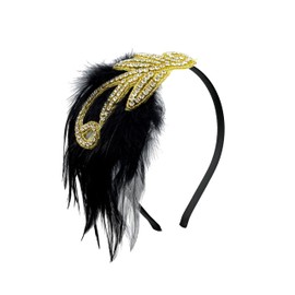 BABEYOND 1920s Flapper Headband Accessories Roaring 20s Feather Hair Band Vintage Gatsby Party Accessories
