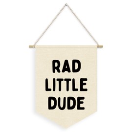 Dilemat Baby Boy Nursery Decor,Rad Little Dude Room Decor Wall Hanging Flag for Cool Boys,Nursery,Playroom Decor Linen Pennant Banner for Baby Boy Room Playroom