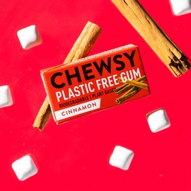 Chewsy Cinnamon | Natural + Plastic-Free Chewing Gum | Sugar-Free + Aspartame-Free | 100% Xylitol + Tooth Friendly | Vegan 15g (Pack of 12, 120 Pieces)