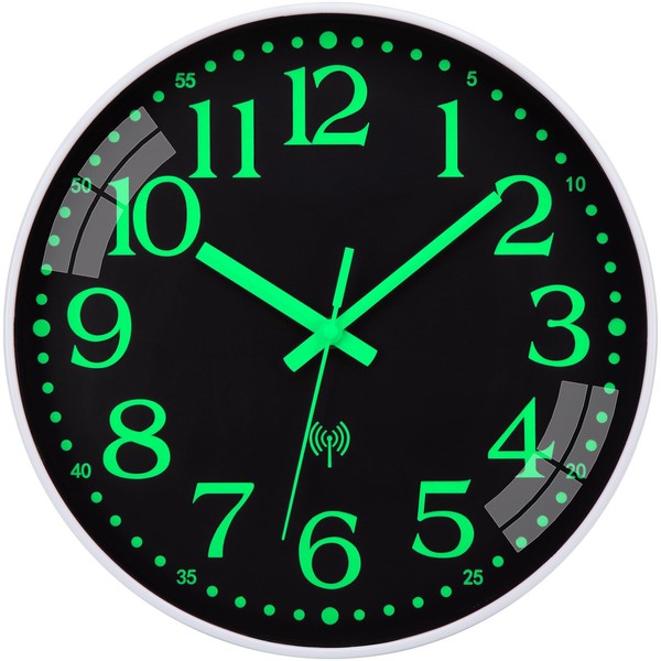 Atomic Wall Clock with Glow in Dark Silent Non Ticking
