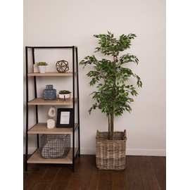 Kouboo Kobo Square Rattan Decorative Storage Basket and Planter, Medium Size, Gray