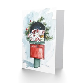 Wee Blue Coo Decorated Letterbox Full Of Gifts Festive Fun Xmas Art Blank For All Christmas Card