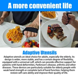 Parkinson’s Aids for Living – 3 Piece Bendable Tableware，Universal Cuff and Jar Opener Bottle Opener and Lid Opener – Adaptive Weighted Utensils Set for Hand Tremors