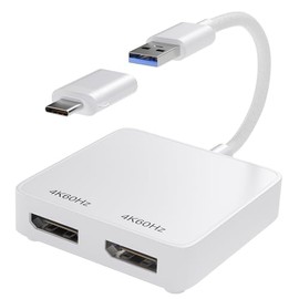 USB C to Dual DisplayPort Adapter 4K 60Hz - DisplayLink DL6950 Extend/Mirror to Dual Monitors for MacBook Pro/Air M1 M2 M3, Windows 11/10 PC, Gaming Monitors - Thunderbolt 3/4 & USB 3.0 Compatible