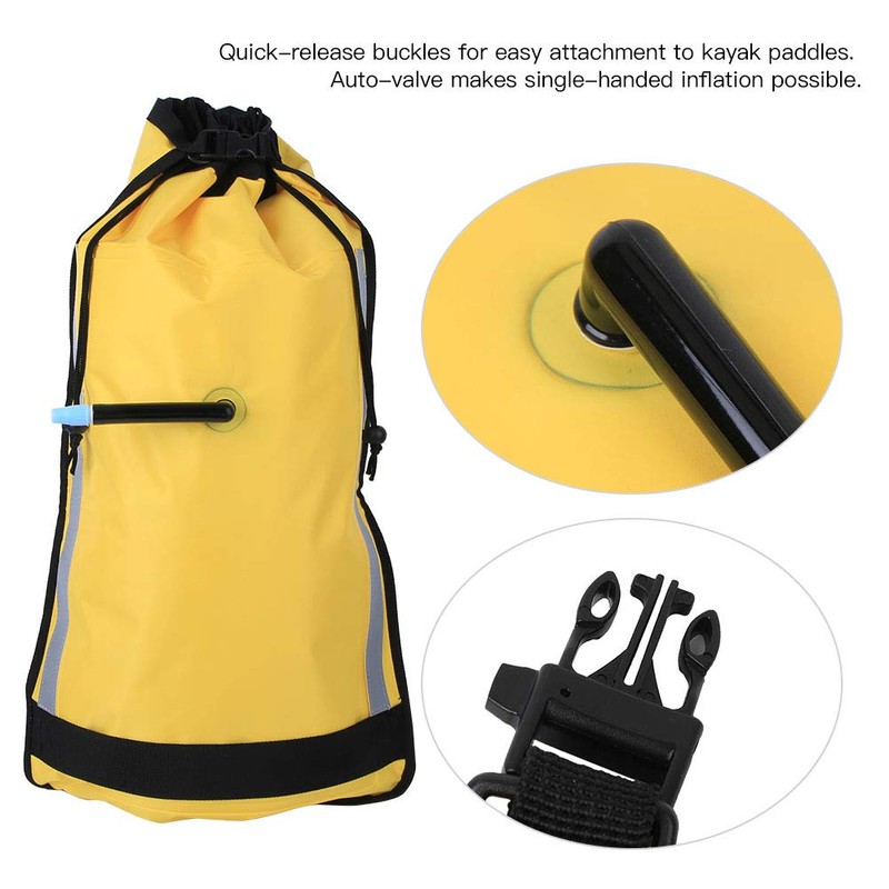 Rescue Paddle Floating Bag, Bright Yellow Auto-Valve Kayak Paddle Float,