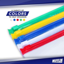 Mifflin Crystal Clear Poly Zipper Pouch (25 Pack, 5 Colors, A4 Size) Plastic Zip Envelope for Documents and Files, Transparent & Waterproof with Business Card Feature
