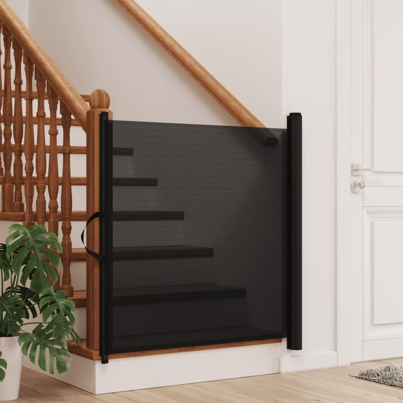 CHARMMA Retractable Pet Gate Black 40.4"x49.2",Baby & Pet Safety Gates-4004132
