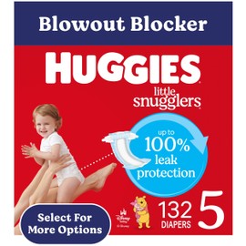 Huggies Size 5 Diapers, Little Snugglers Baby Diapers, Size 5 (27+ lbs), 132 Count (2 Packs of 66), Packaging May Vary