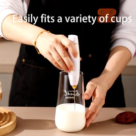 Rukico Electric Milk Frothers,Stainless Steel,Mini Handheld.Quick Type-C Charging for Coffee Lattes,Cappuccinos,Egg Whipping & Hot Choc.With Double-Layer Stirrer Head.(white)