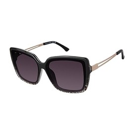 TAHARI Women's TH894 Metal Temple UV400 Protective Cat Eye Square Sunglasses. Elegant Gifts for Her, 62 mm, Black & Animal