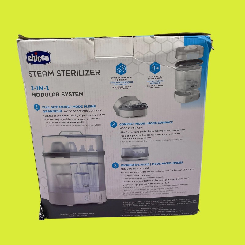 Chicco 3-in-1 Electric Steam Sterilizer for Bottles Pacifiers Toys White