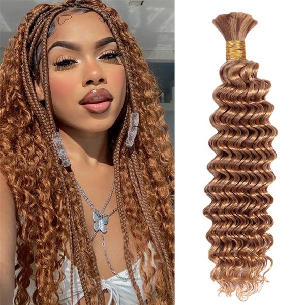 22 Inch Human Braiding Hair 50g/1 Bundle Deep Wave Human