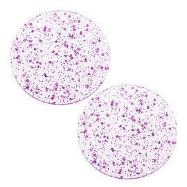sourcing map 2pcs Foil Acrylic Cup Coasters, Round Acrylic Drink Coaster Decorative Plates for Tabletop Protection Bar Home Decor Purple