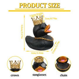 Jeep Rubber Ducks with Crown,Sunglasses and Chain,Rubber Ducks Jeep Ducking,Black Mini Rubber Ducks with Golden Glitter,Jeep Ducks for Ducking