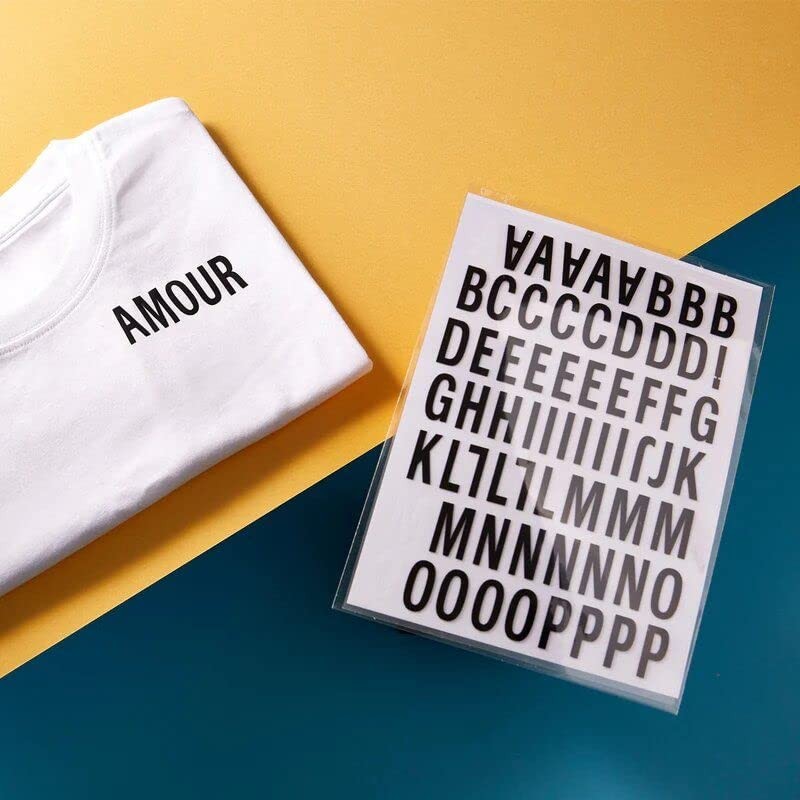 Toga Sheets of Iron-On Letters, Fabric, Noir - Majuscule Bâton,