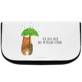 Parent-New Mr. & Mrs. Panda Cosmetic Bag Bear with Umbrella, White, Hand drawn