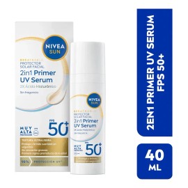 Nivea Sun Primer 2 En1 Uv Serum 30ml, Prebase de maquillaje ideal para uso diario