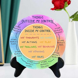Things I Can Control Therapy Office Desk Decor Emotions Chart Mental Health Display Plat With Stand For Calming Corner School Counseling Classroom Home Decor ,Anxiety Teacher Counselor Counselor Gifts