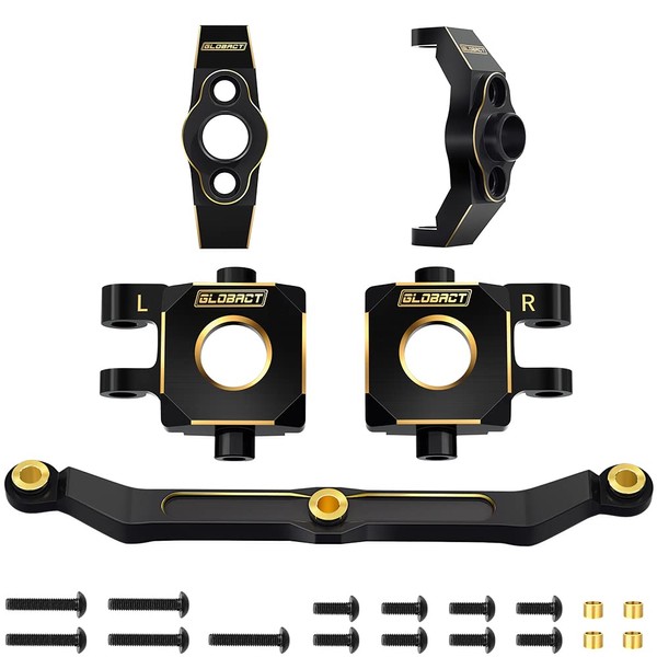 GLOBACT Black Brass Steering Blocks Knuckle and Caster Blocks C-Hubs and Steering Links 42.5g Counterweight Set for 1/18 TRX4M RC Crawler Upgrade Accessories