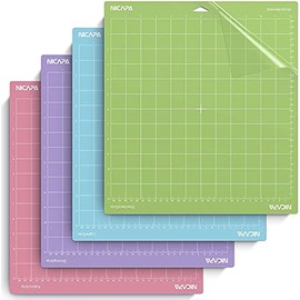 Nicapa Replacement Cutting Mat for Cricut Maker 3/Maker/Explore 3/Air 2/Air/One (12x12 inch 4pack-Standardgrip、Lightgrip、Stronggrip、Fabrigrip) Adhesive&Sticky Non-Slip Flexible Square Gridded Cut Mats