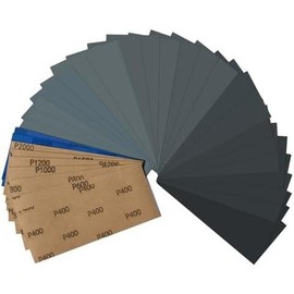 72 count Sandpaper, Wet Dry Sand Paper Sheets 9 Grits Assorted for  Metal Sanding, Furniture Finishing Automotive Polishing, 400 600 800 1000 1200 1500 2000 2500 3000, 9 x 3.6 inch - Colour: 36