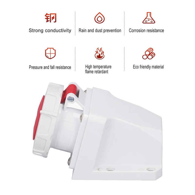 Industrial Connector Socket 16A 5 Pin 3P+N+E Surface Mount IP67