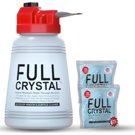 Full Crystal Window Cleaning Kit – 8 oz Glass Cleaner and Bottle with 27 ft Reach, Each 4 oz Bag Makes Up to 640 fl oz, Cleans Up to 40 Windows, Scrub-Free, Rinse-Free