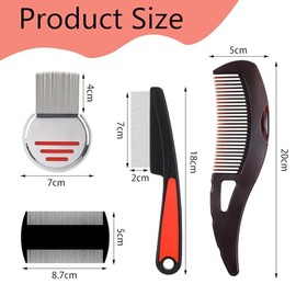 Juego de 4 peines para caspa, de acero inoxidable, dientes finos, peine para piojos, para el cuero cabelludo, peine para liendres para mujeres y hombr
