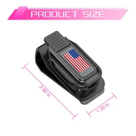 HZEL Sunglasses Holders for Car Sun Visor, Magnetic American Flag Auto Glasses Ticket Card Hanger Clip, Patriotic Vehicle Interior Eyeglass Mount Accessories, Universal for SUV Truck (Black/Gray)