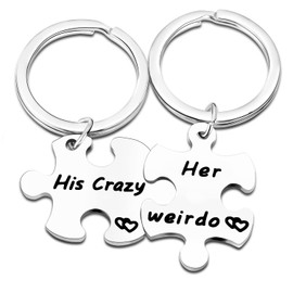 Nimteve His and Hers Keychains Gift for Husband From Wife Gifts Girlfriend Boyfriend Gifts Couple Keyring for Men Women Her weirdo His crazy Matching Couples Keychains Jewelry Set (Style B)