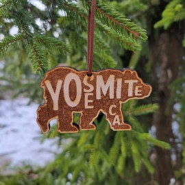 Destinations Decal Yosemite National Park Bear Ornament Christmas Wood Laser Cut California 3.75"