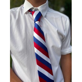 tiemart Striped Tie (Red, White and Blue Striped Tie)