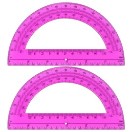 Unjoo Plastic Protractor Math Protractors 180 Degrees for Geometry Classroom Student School Office Supplies, 6 Inch, Pack of 2 (Purple)
