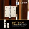Embassy Solid Brass Door Hinges - 3 x 3 Inch,