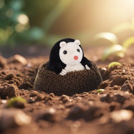 Apricot Lamb Curious Mole Plush Stuffed Animals for Kids, Soft Cute Plush Toys for Baby Girl and Boy, Fluffy Curious Mole Brown