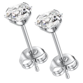 hengkaixuan 1 Pair Titanium Implant Quality Stud Earrings Hypoallergenic Cubic Zirconia 3mm 4mm 5mm 6mm Stud Earrings for Women Girls for Men for Sensitive Ears Gold Silver Rose Gold, Metal, Zircon