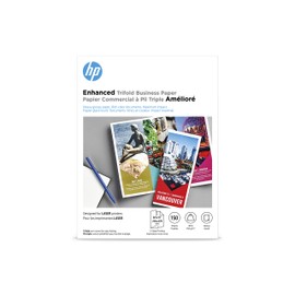 HP Enhanced Tri-fold Business Paper, Glossy, 8.5x11 in, 40 lb, 150 sheets, works with laser printers (Q6612A)