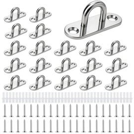 HavaCue Pack of 20 Stainless Steel Eye Plates, M5 Eye Plate with Eyelet with Screw, 304 Stainless Steel Cover Plate, Mounting Hooks for Hanging Items, Awnings, Deck Plates